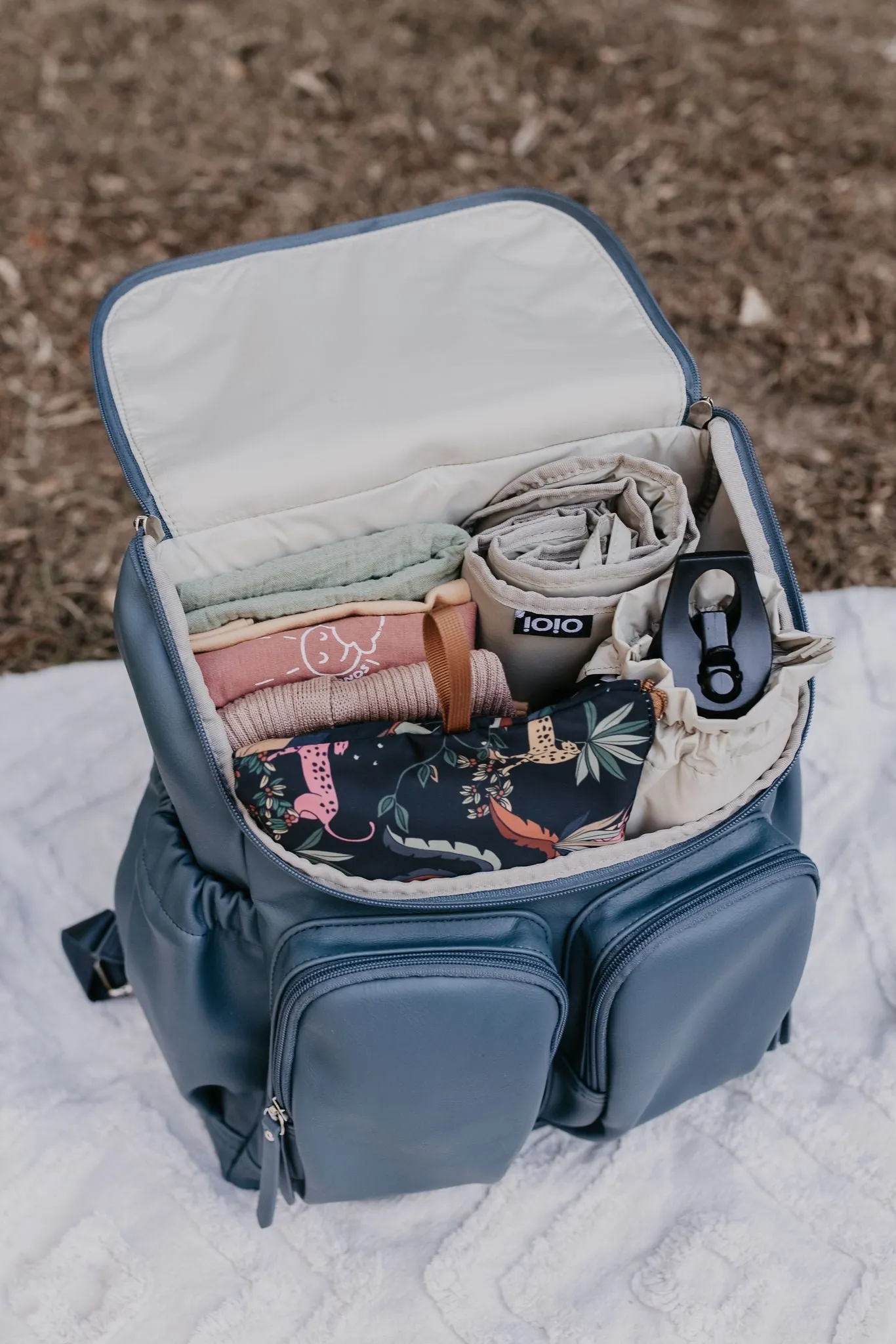 OiOi Nappy Backpack - Stone Blue