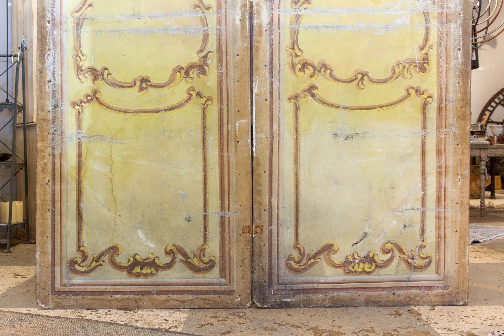 Pair of Oversized Italian Hand-Painted Stage Prop Scenery Panels