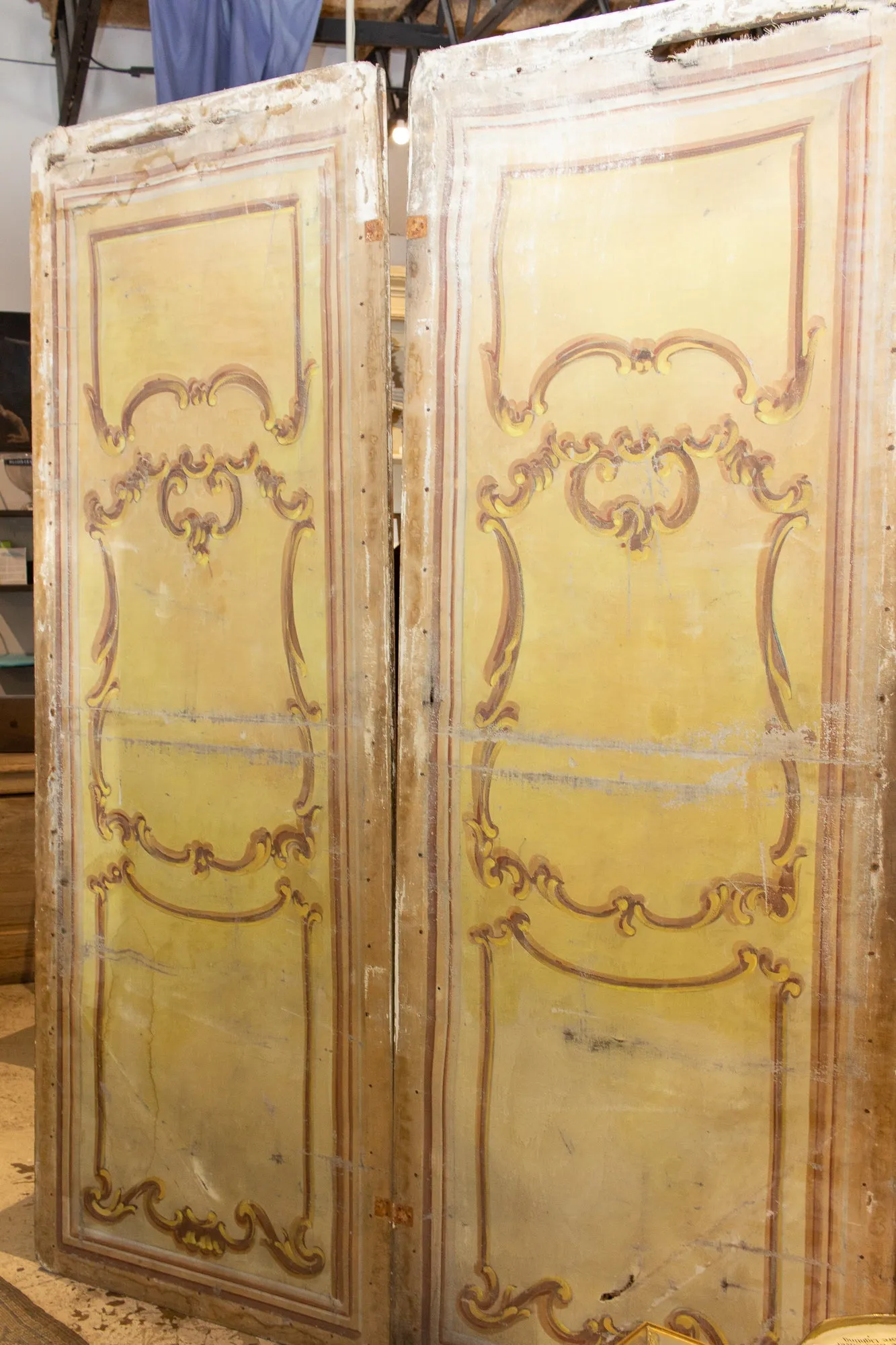 Pair of Oversized Italian Hand-Painted Stage Prop Scenery Panels