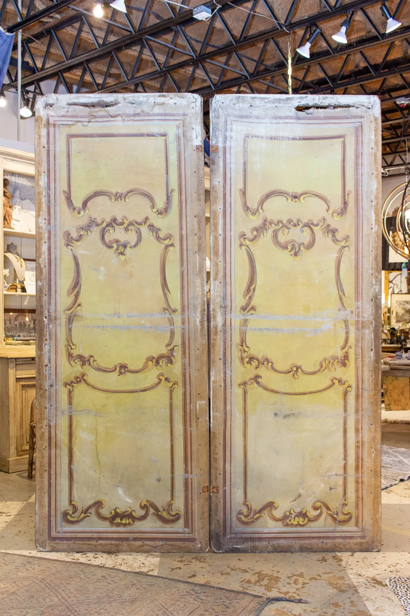 Pair of Oversized Italian Hand-Painted Stage Prop Scenery Panels