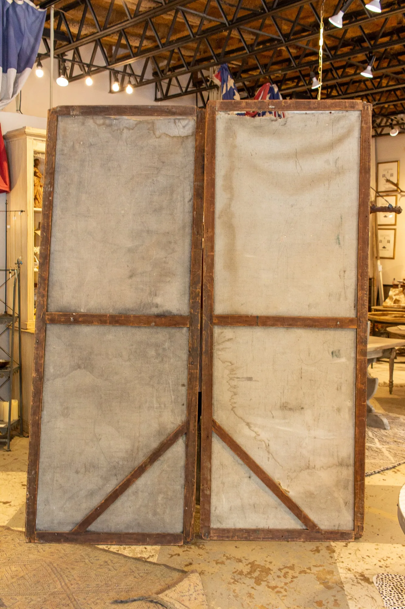 Pair of Oversized Italian Hand-Painted Stage Prop Scenery Panels