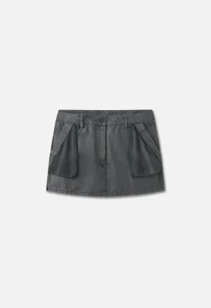 Paneled Utility Mini Skirt / Washed Black