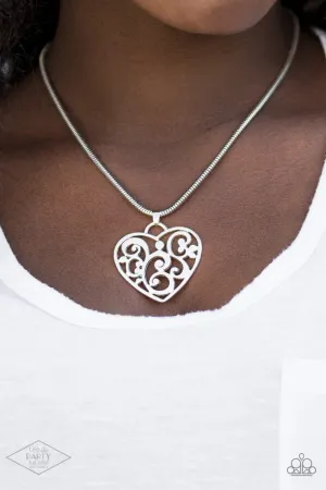 Paparazzi FILIGREE Your Heart With Love - Silver Heart Necklace