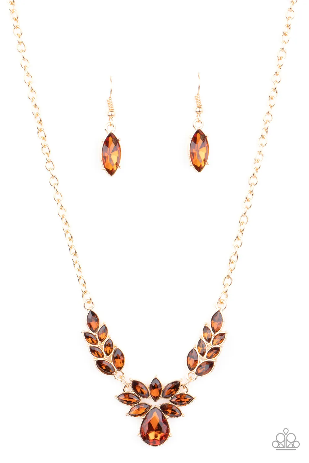 Paparazzi I Need Some HEIR Necklace Brown & GLOWING in Circles Earrings Brown