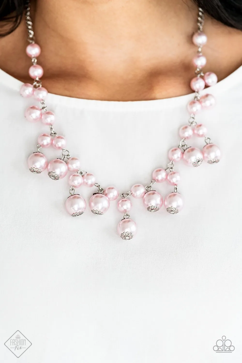 Paparazzi - Soon To Be Mrs. - Pink Pearl Necklace