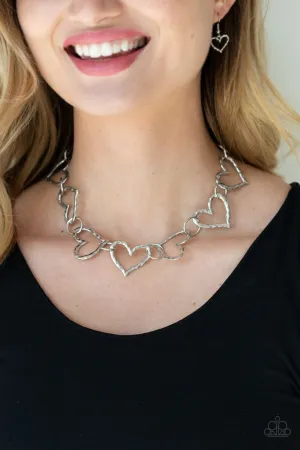 Paparazzi Vintagely Valentine - Silver Heart Necklace