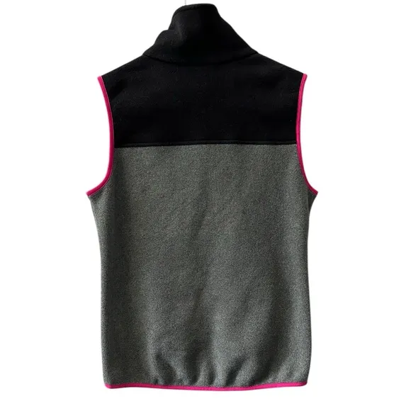 Patagonia Synchilla Full Zip Fleece Vest, Women Size XS; Black, Gray &amp; Pink.