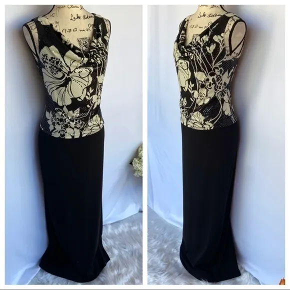 Patra Embellished Bodice Floral Pattern Dress