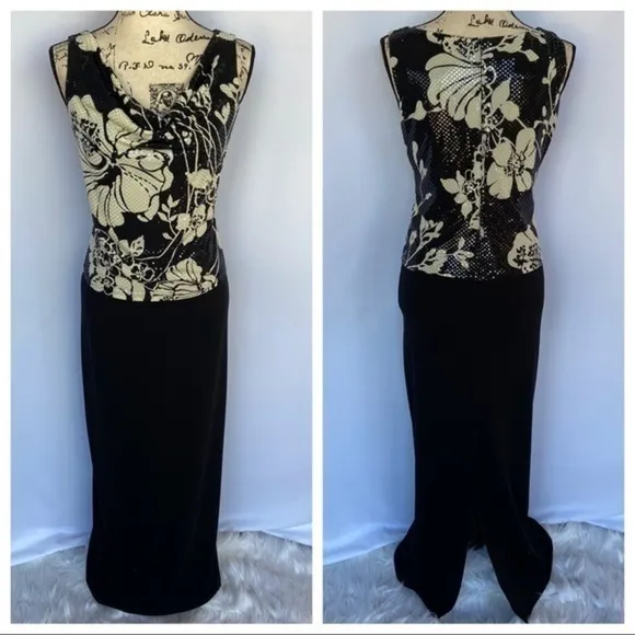 Patra Embellished Bodice Floral Pattern Dress