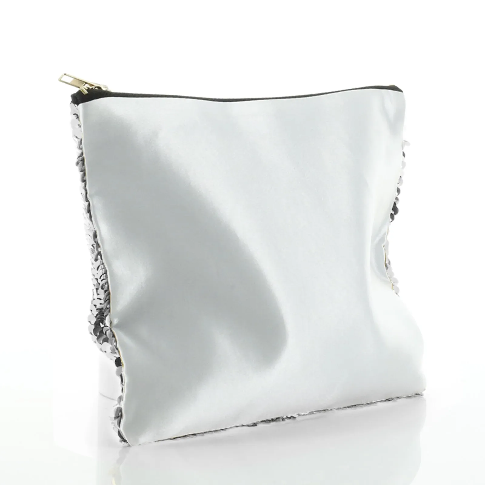 Personalised Sequin Zip Bag with Hippo Rain Drop Glitter Print and Cute Text