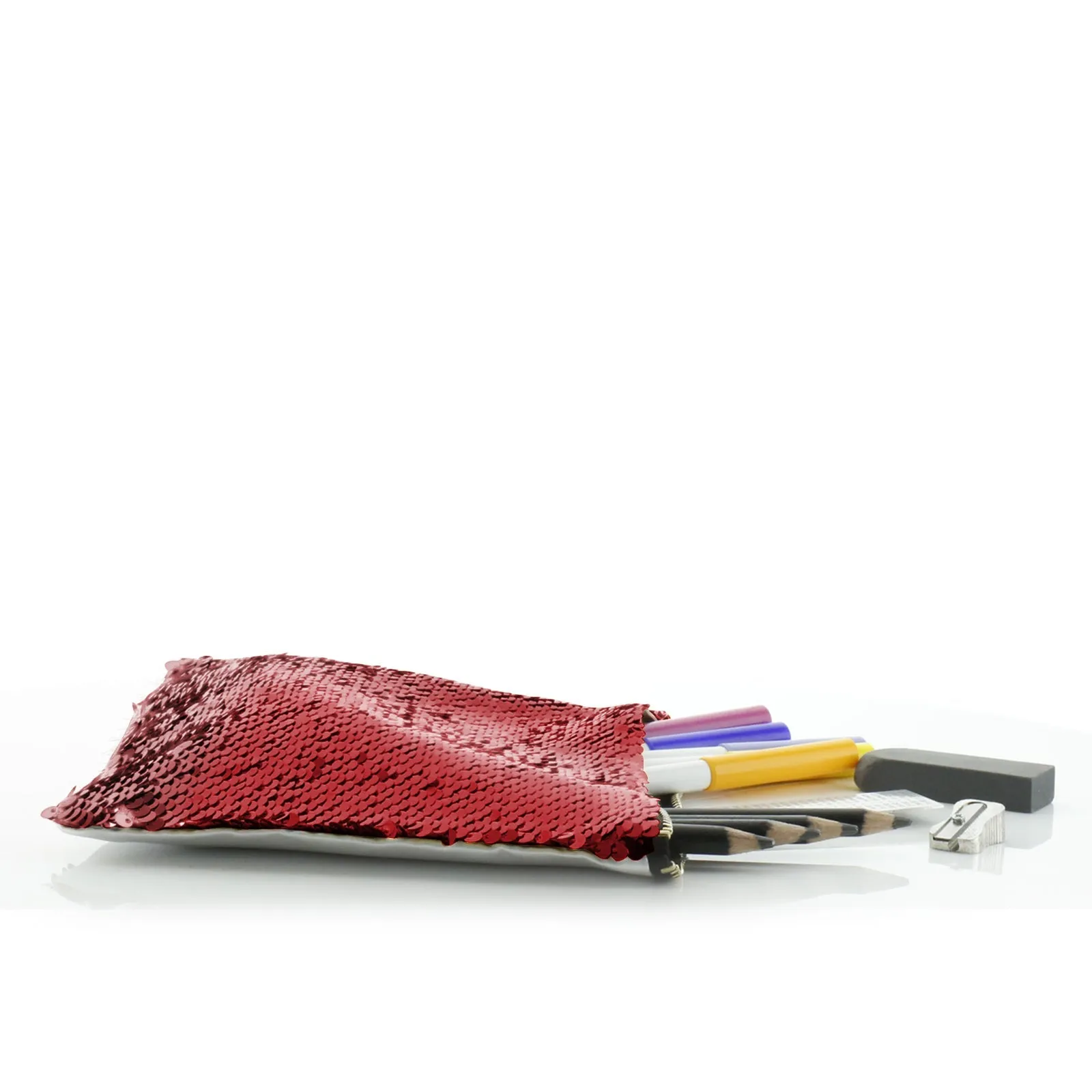Personalised Sequin Zip Bag with Red Fox Blue Berries and Cute Text