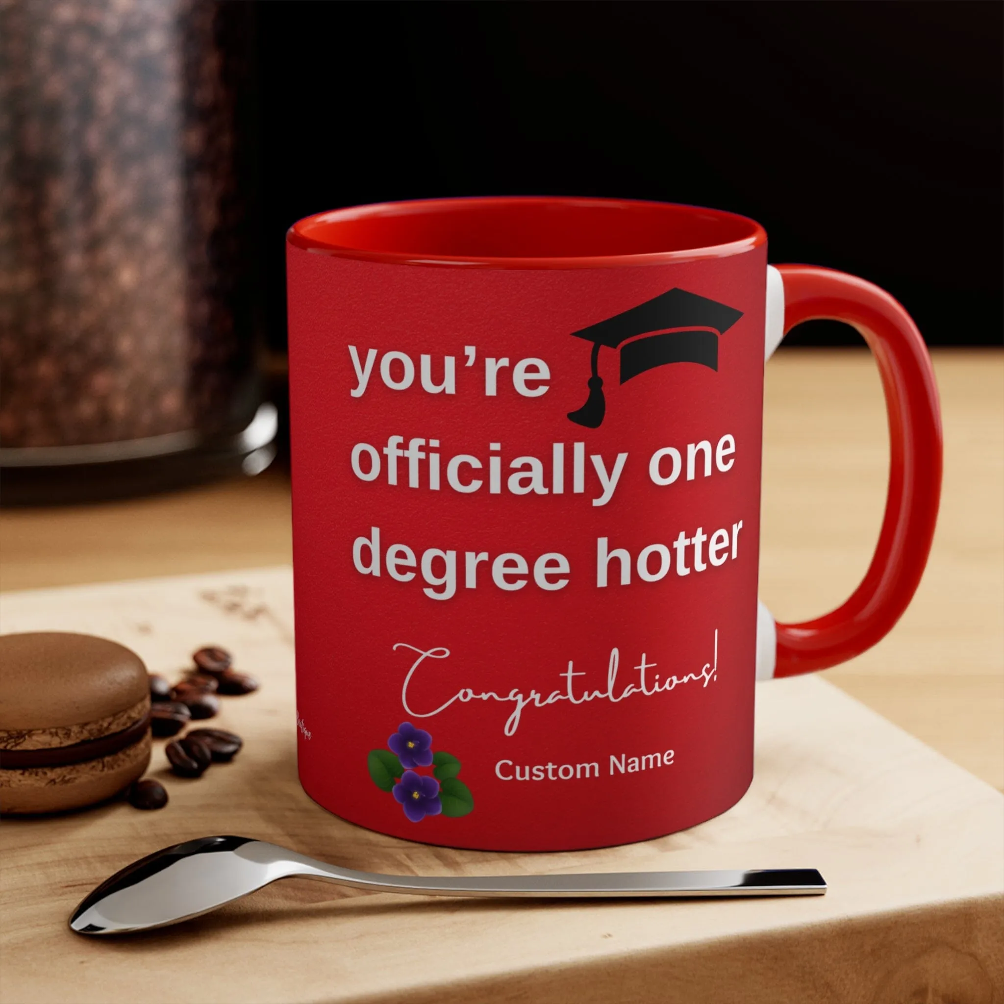 Personalized Red and White Graduation Coffee Mug