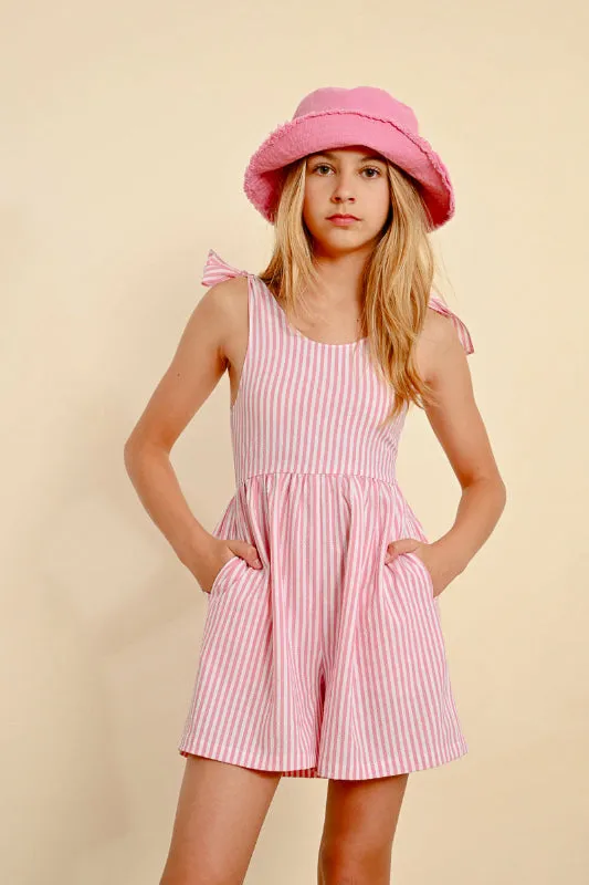 Pink Stripe Woven Romper