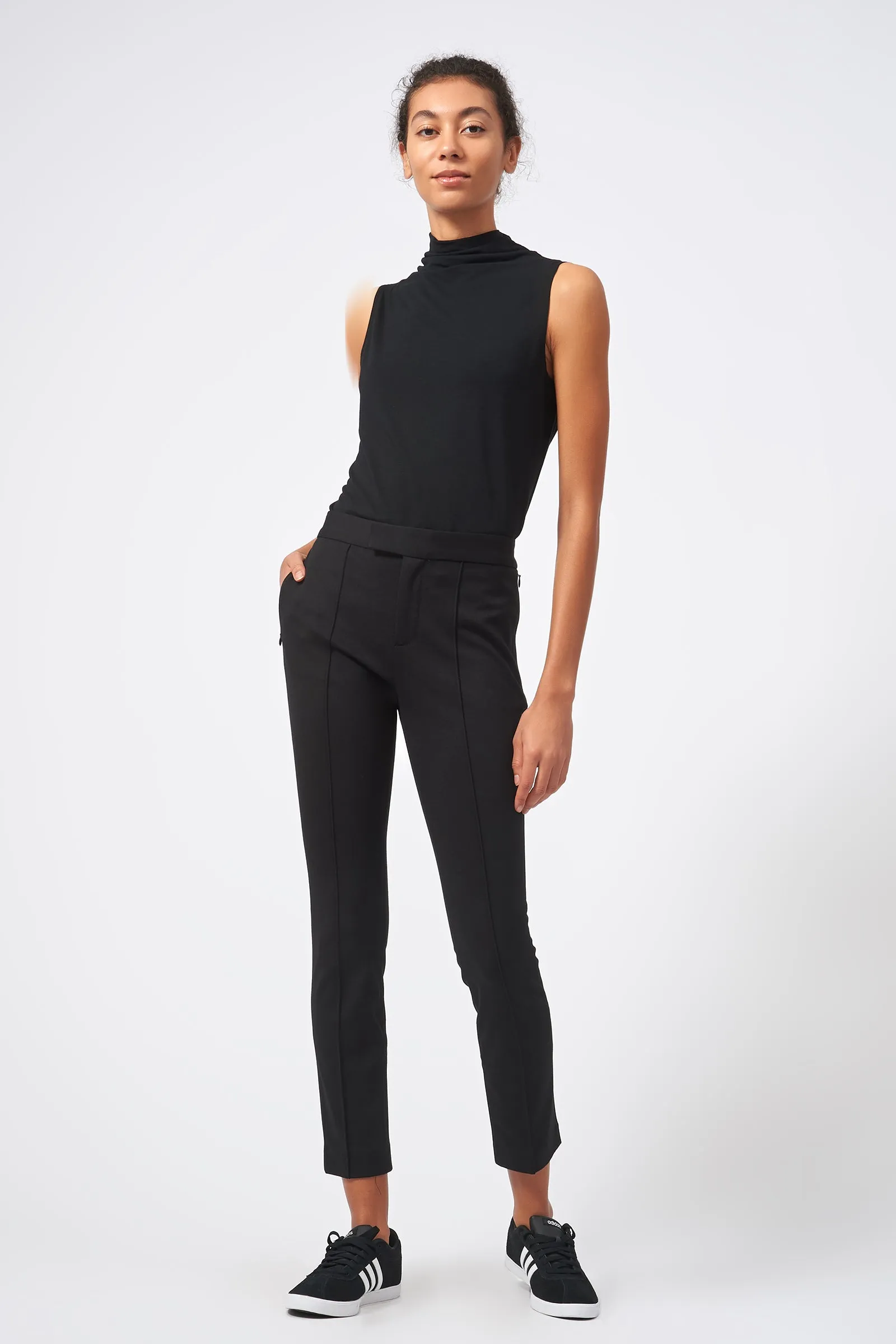 Pintuck Ponte Stovepipe Pant