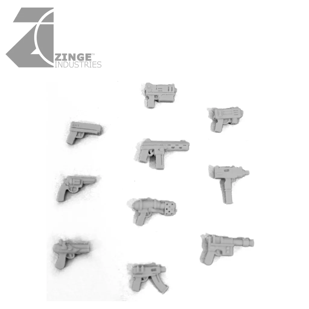 Pistol x 10 Various Human Scale Sprue