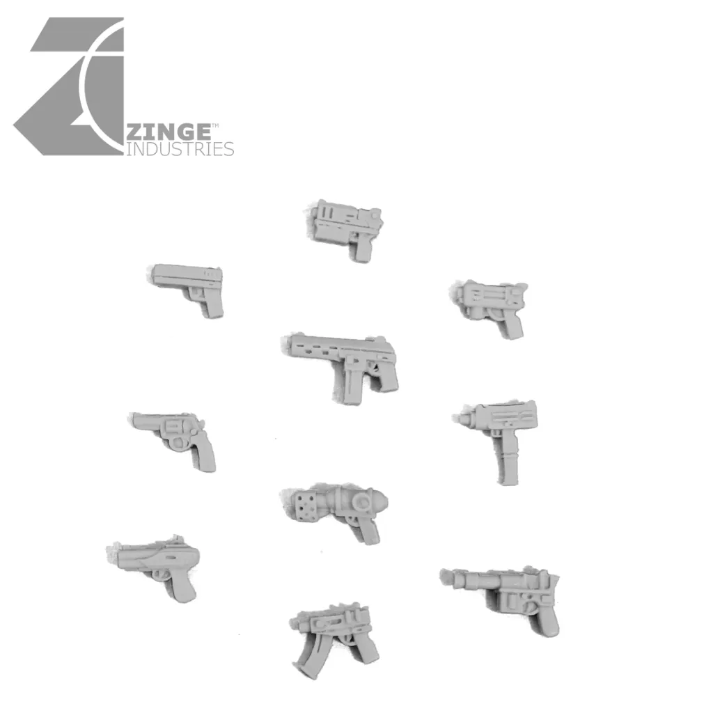 Pistol x 10 Various Human Scale Sprue