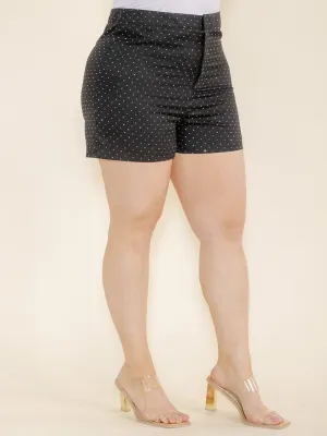 PLUS SIZE BUTTON CLOSURE STUDS DETAILED SHORTS