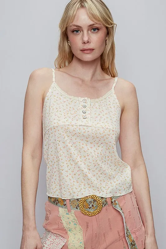 POL Floral Scoop Neck Adjustable Strap Cami