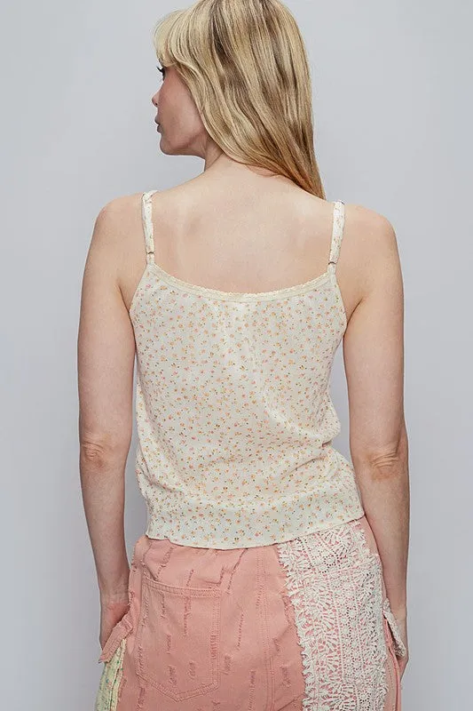 POL Floral Scoop Neck Adjustable Strap Cami