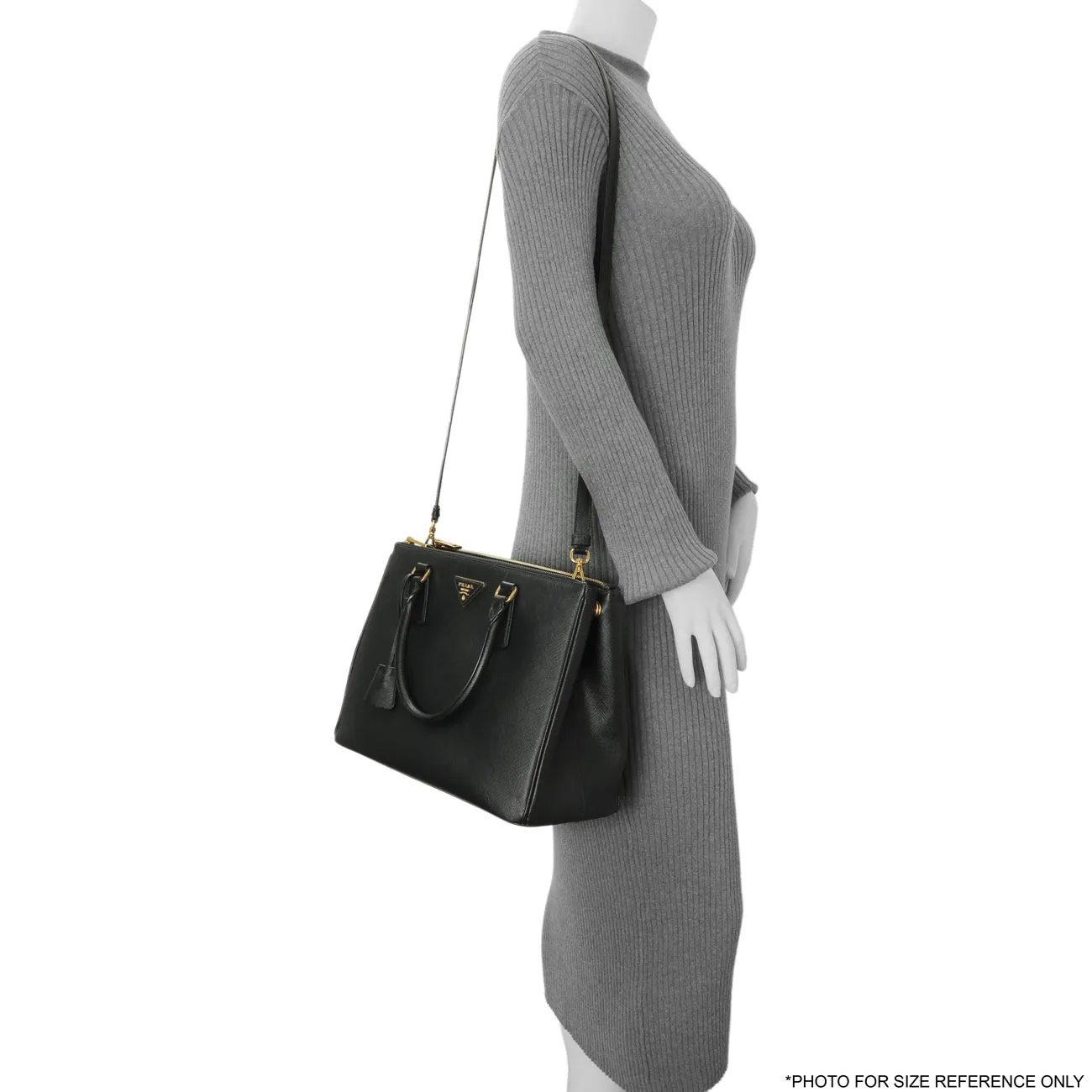 Prada Black Saffiano Medium Galleria Double Zip Tote