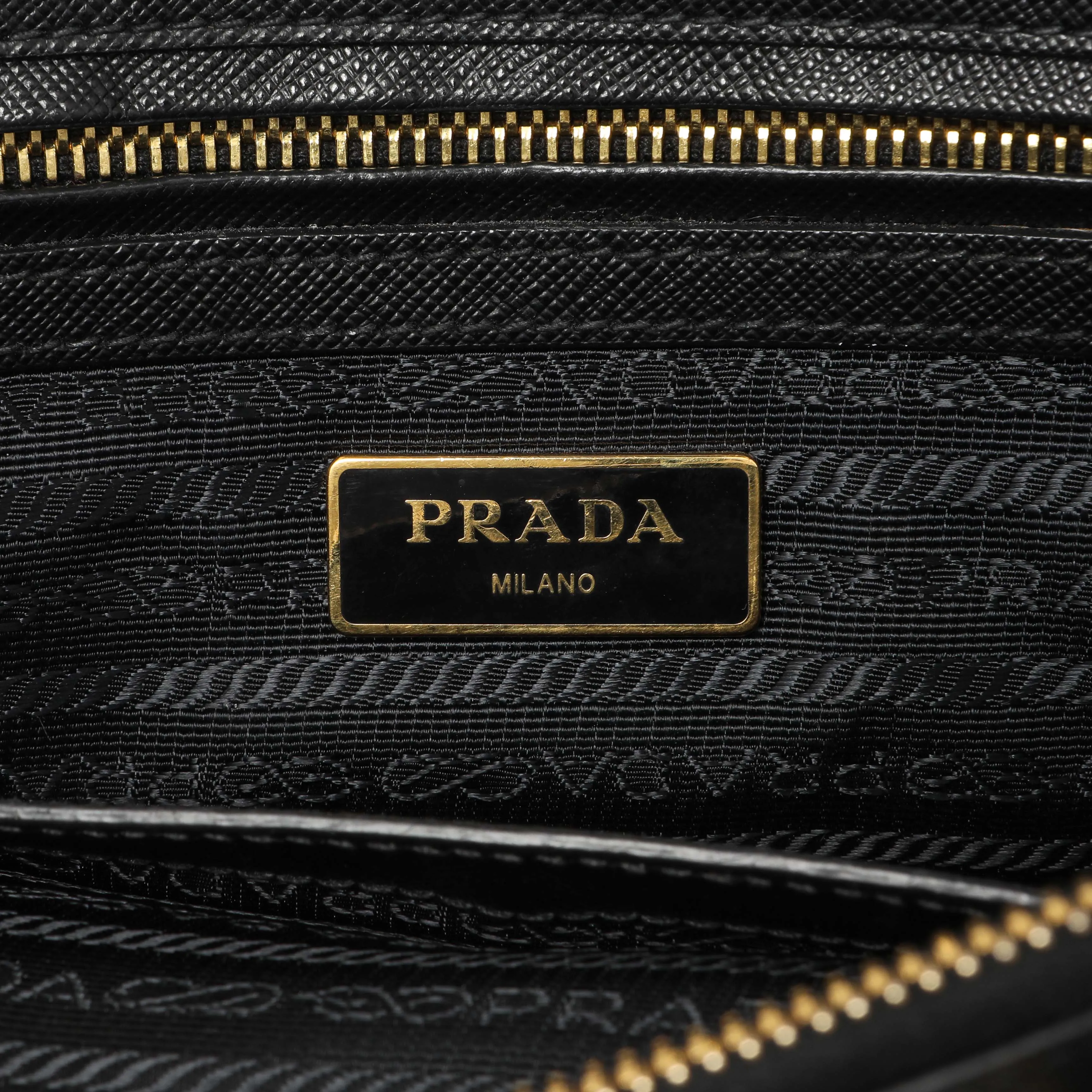 Prada Black Saffiano Small Galleria Double Zip Tote