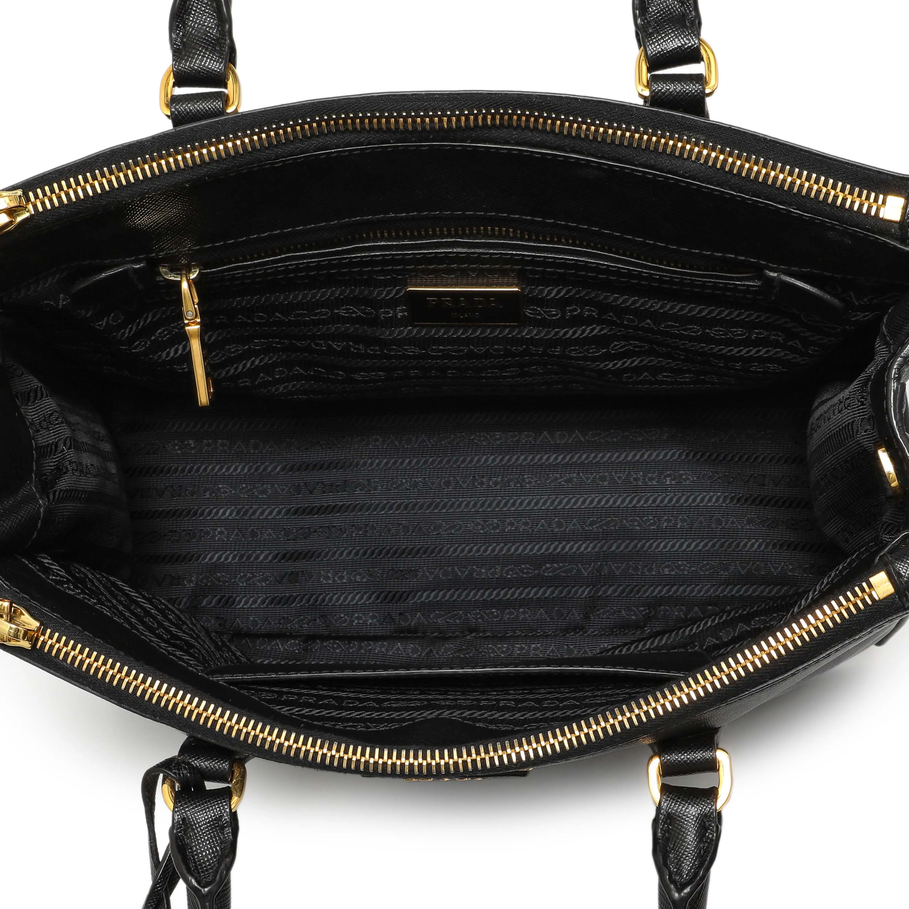 Prada Black Saffiano Small Galleria Double Zip Tote