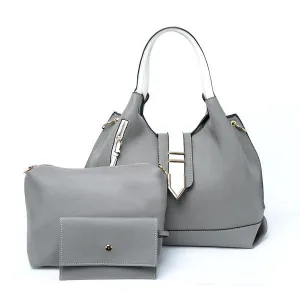 Prado Authentic Premium Leather Bag Set of 3 - Grey