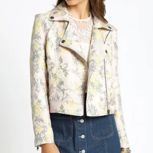 PRICE DROP Floral Brocade Moto Jacket
