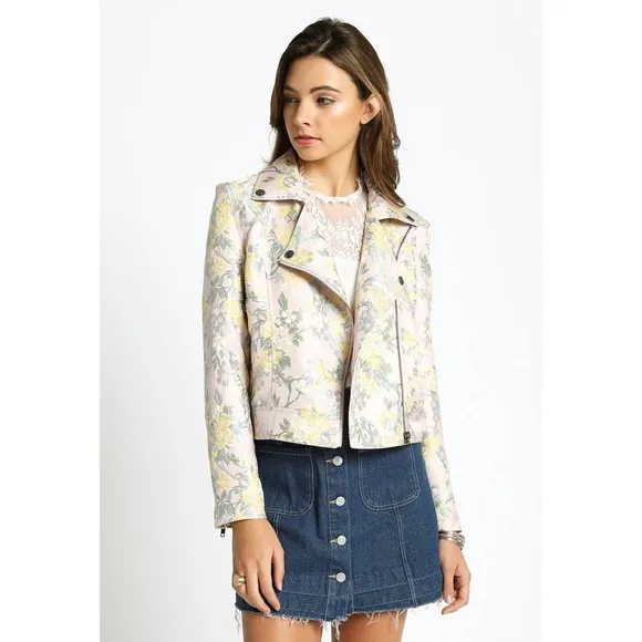PRICE DROP Floral Brocade Moto Jacket