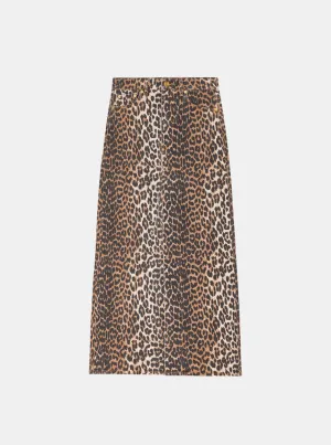 Print Denim Maxi Skirt
