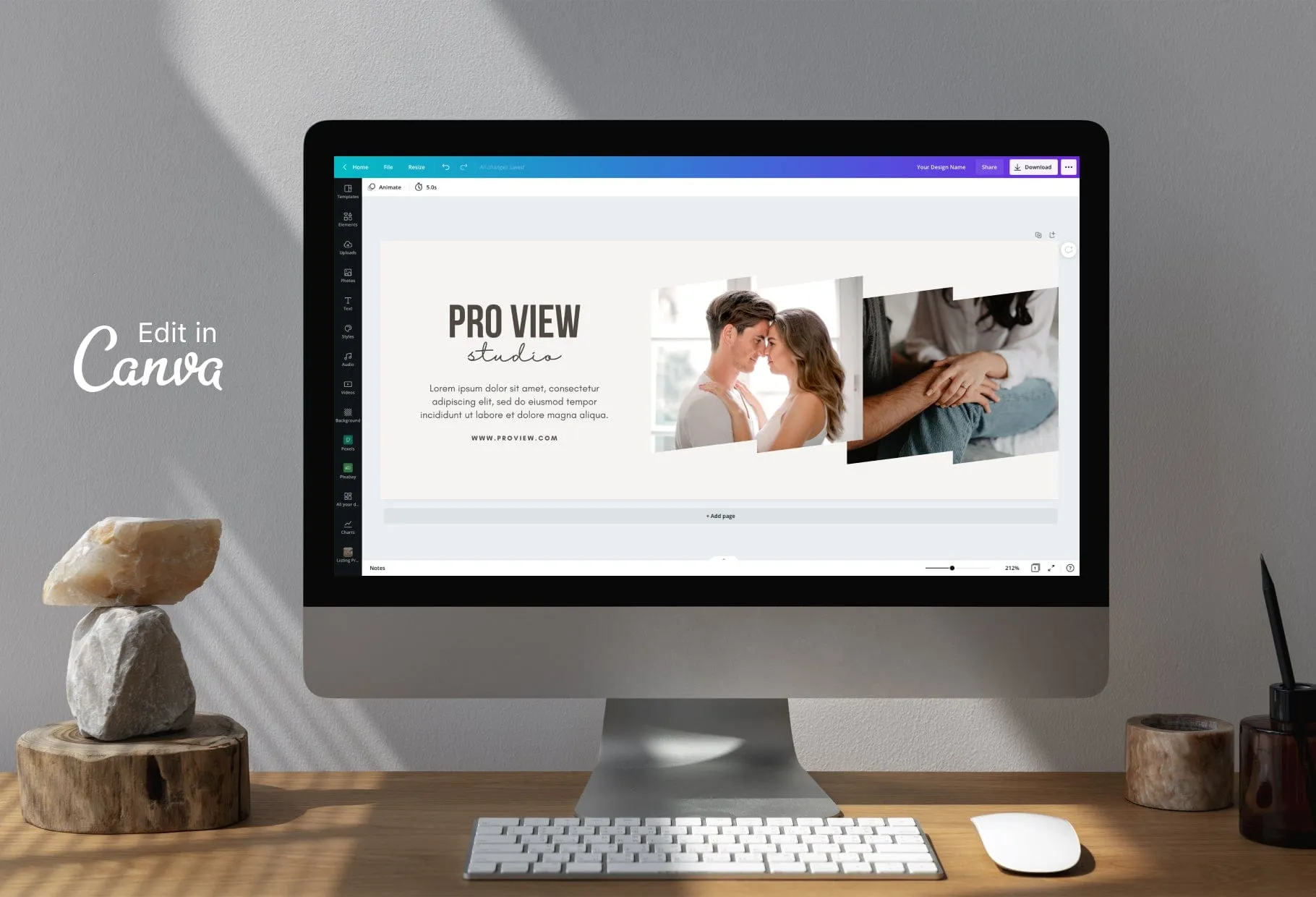 Pro View Studio Facebook Cover for Photographers Editable Canva Template