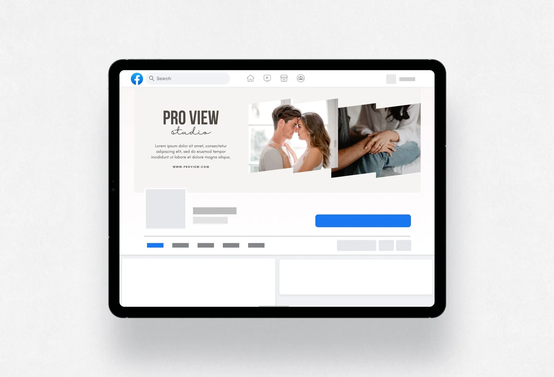 Pro View Studio Facebook Cover for Photographers Editable Canva Template