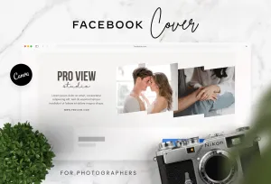 Pro View Studio Facebook Cover for Photographers Editable Canva Template