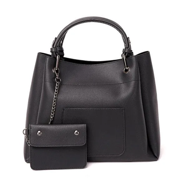 Prolific Colourful  3 in 1 Genuine Leather Women Black Handbags