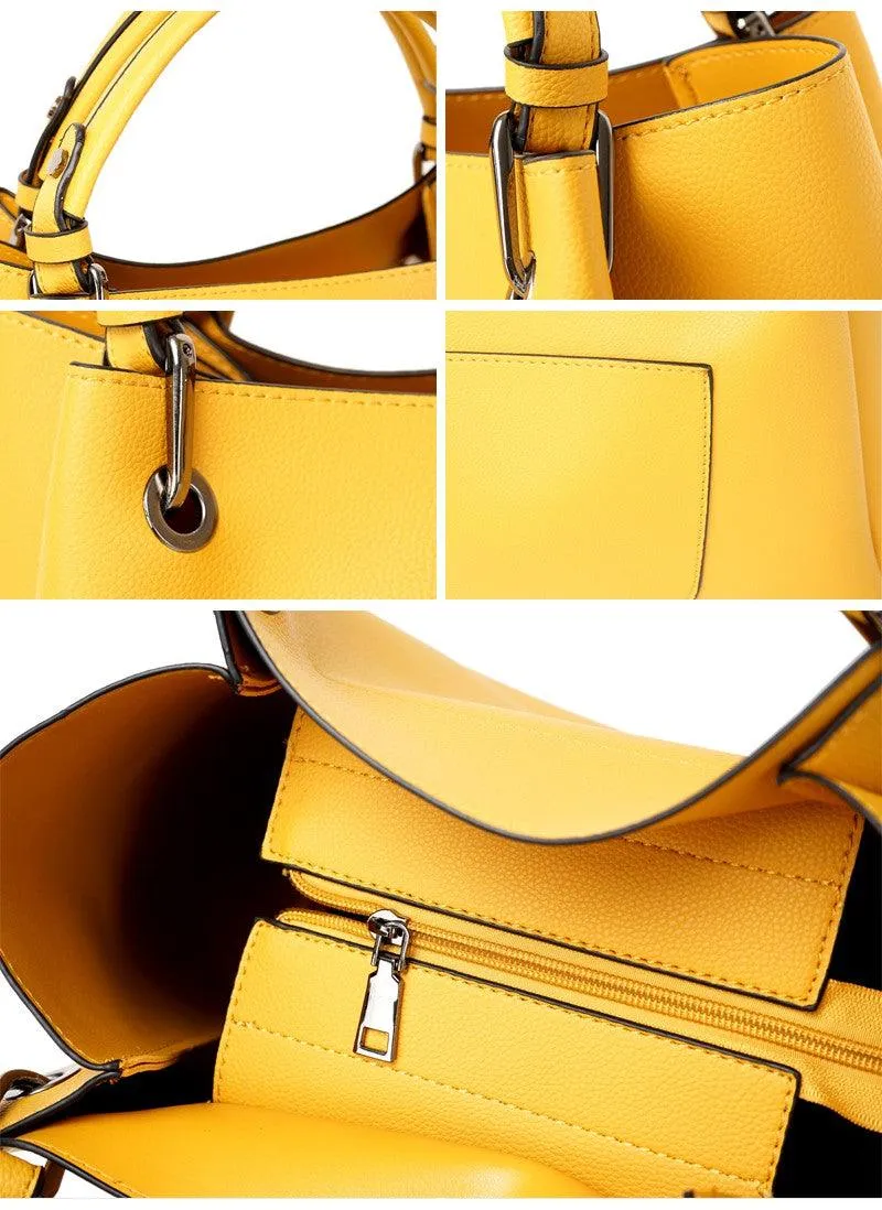 Prolific Colourful  3 in 1 Genuine Leather Women Black Handbags