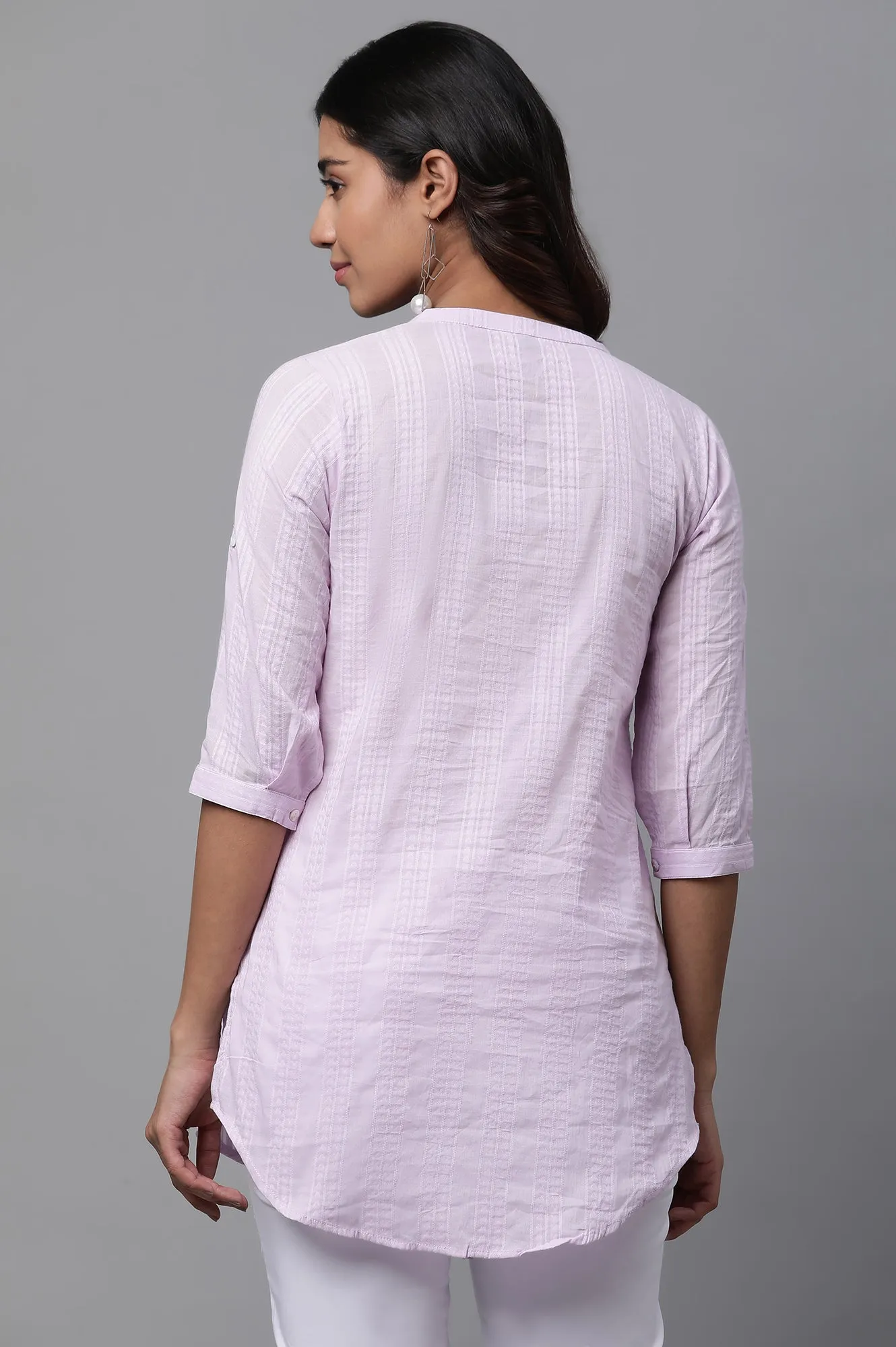 Purple Cotton Yarn-Dyed Kurti