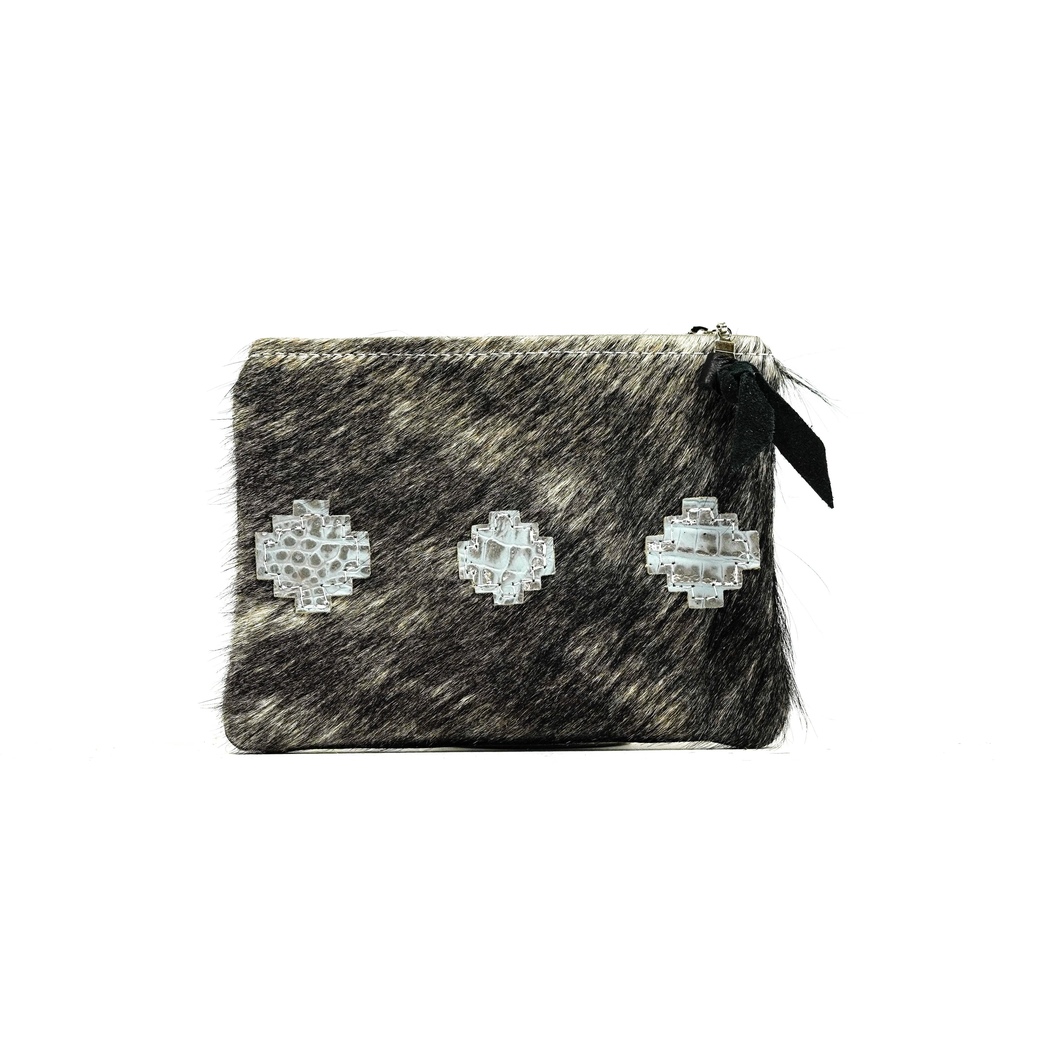 Purse Organizer - Grey Brindle w/ Leather Decal