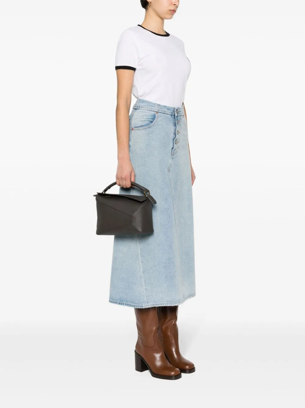 Puzzle edge small leather handbag