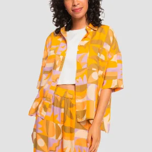 Quiksilver Seventies Soul Short Sleeve Shirt Saffron Geo Paradiso - Womens