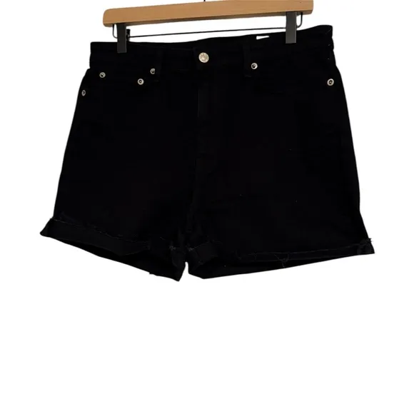 rag &amp; bone Nina High-Rise Denim Shorts in Coal Size 29