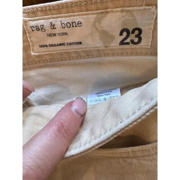 Rag &amp; Bone Shorts Women 23 Ecru Denim Maya High Rise Walking Jean Shorts Bermuda