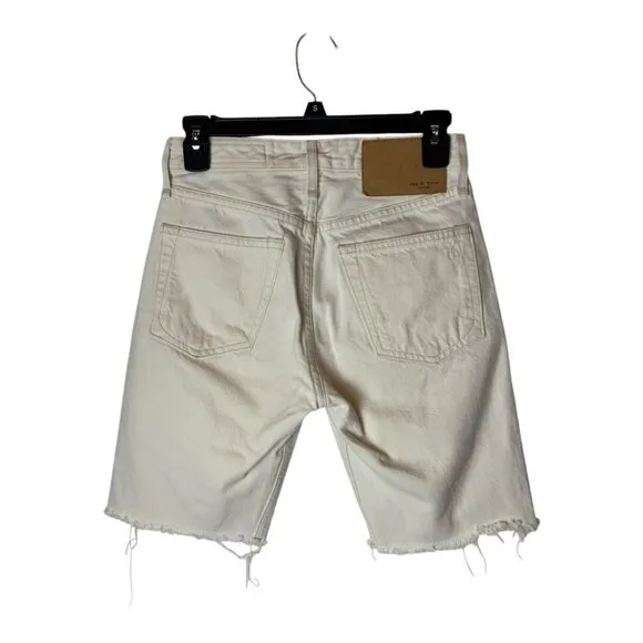 Rag &amp; Bone Shorts Women 23 Ecru Denim Maya High Rise Walking Jean Shorts Bermuda