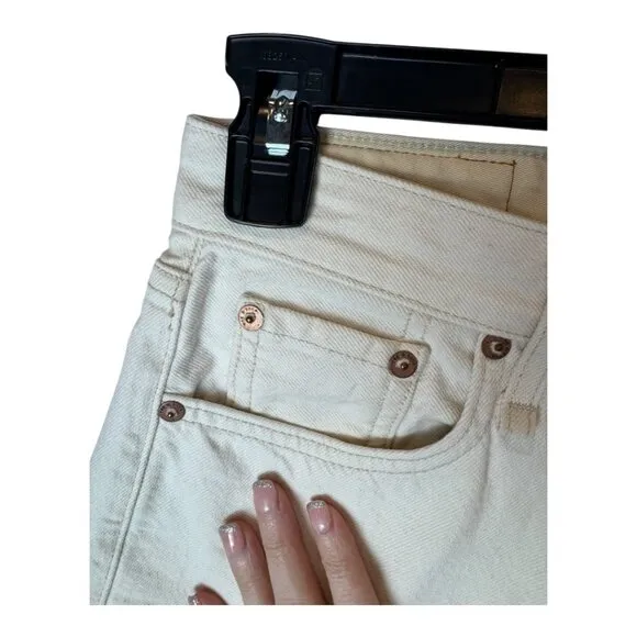 Rag &amp; Bone Shorts Women 23 Ecru Denim Maya High Rise Walking Jean Shorts Bermuda