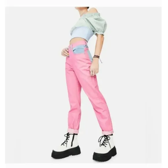 Ragged Priest Dolly Pink Overdyed Mom Jeans Size: 26