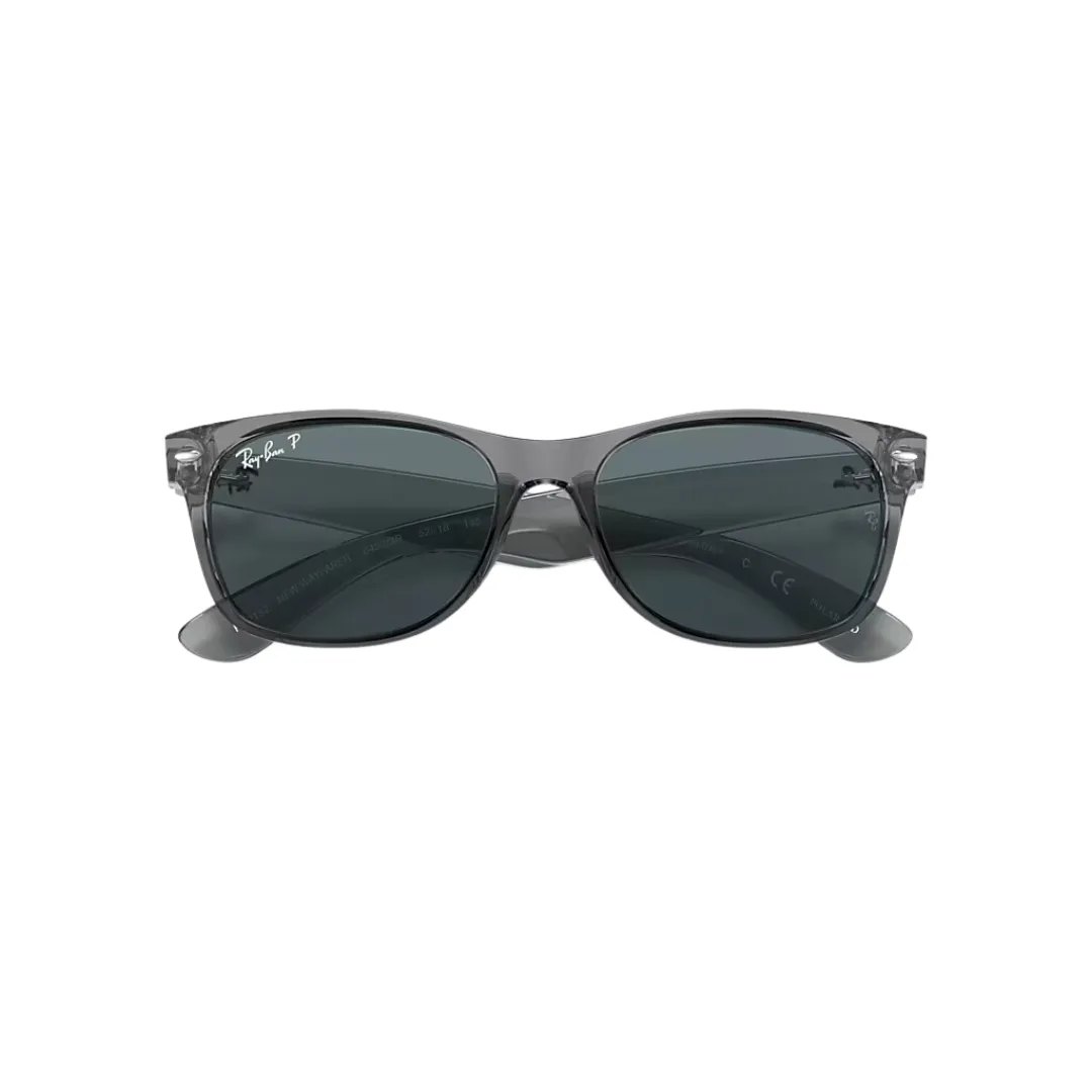 Ray Ban Men's New Wayfarer Sunglasses- Transparent Grey, Polar Dark Blue