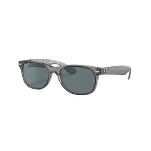 Ray Ban Men's New Wayfarer Sunglasses- Transparent Grey, Polar Dark Blue