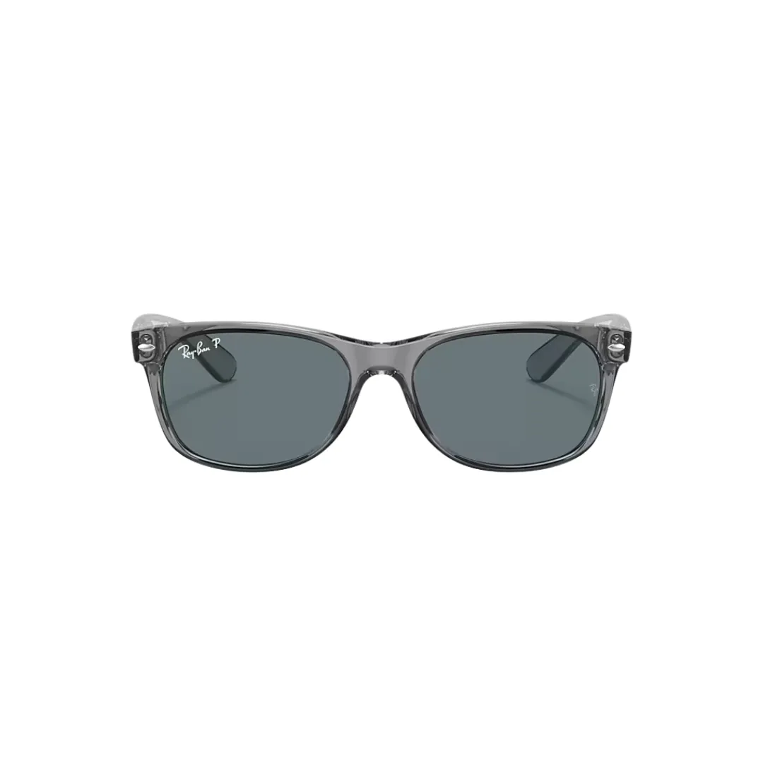Ray Ban Men's New Wayfarer Sunglasses- Transparent Grey, Polar Dark Blue