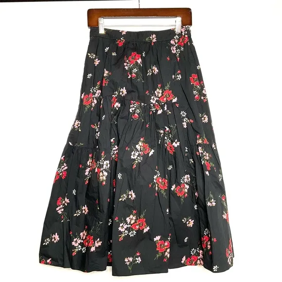 Rebecca Taylor Marguerite Floral Poplin Coquette Whimsigoth Punk Skirt SZ 4