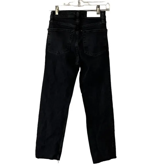 Re/Done 70s High Rise Black Button Fly Frayed Hem Jeans 24