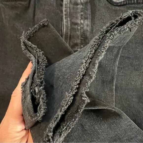 Re/Done 70s High Rise Black Button Fly Frayed Hem Jeans 24